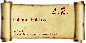 Lehner Rubina névjegykártya